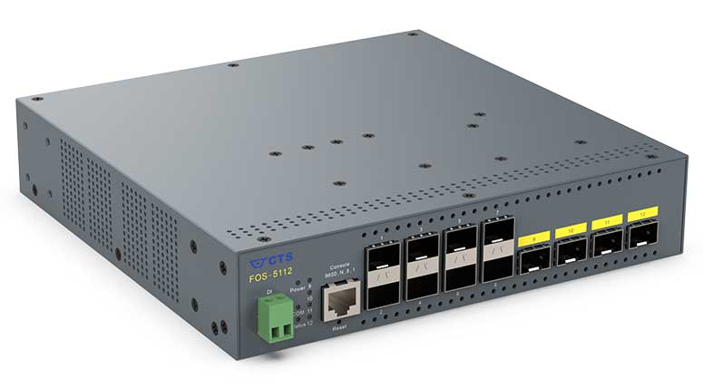 8ポート 100/1000X + 4ポート 1/10G SFP+ 管理機能搭載レイヤ2光ファイバ集約スイッチ