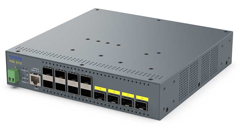 8ポート 100/1000X + 4ポート 1/10G SFP+ 管理機能搭載レイヤ2光ファイバ集約スイッチ