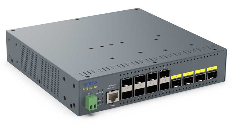 8ポート 100/1000X + 4ポート 1/10G SFP+ 管理機能搭載レイヤ2光ファイバ集約スイッチ