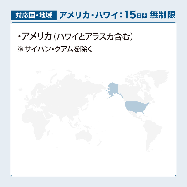 DHA Mobile E1プリペイド無制限 アメリカ・ハワイ15日プラン