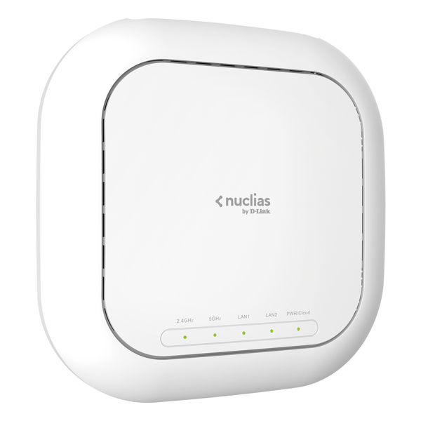 Nuclias対応Wi-Fi6無線AP、802.11a/b/g/n/ac/ax（4×4）、屋内用、PoE（802.3at）受電、ACアダプタ無し、リミテッドライフタイム保証対象、1年間ライセンス付