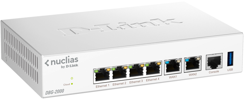 DBG-2000 Nuclias Cloud対応 UTMファイアウォール WAN: 2.5G×2、LAN: 1000T×4 外部電源、1Yライセンス付き、リミテッドライフタイム保証