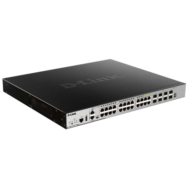 ギガビットL3スタッカブルスイッチ、PoE+対応（最大370W給電）、10/100/1000BASE-Tポート×24（SFPコンボスロット×4）、10G SFP+スロット×4、エンハンスドイメージ（EI）