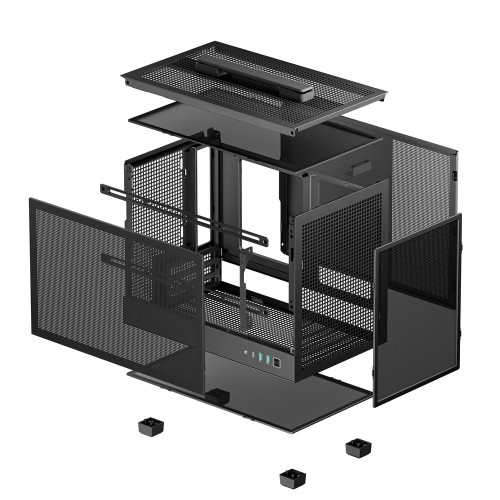CH160 MESH/Mini-ITXケース/ブラック/高エアフロー/全面メッシュパネル仕様/高さ172mmまでの空冷CPUクーラーに対応/ATX電源対応/持ち運び用キャリーハンドル装備