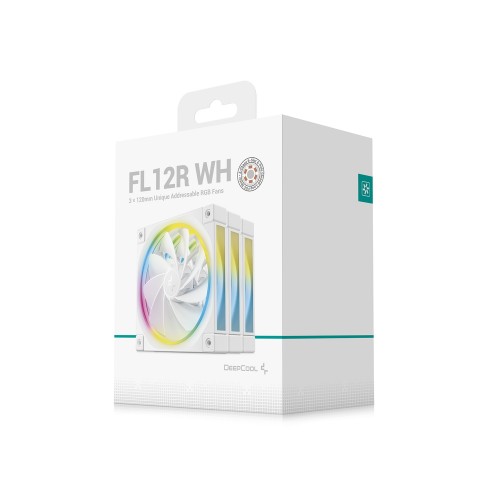 FL12R WH-3 IN 1/120mmケースファン 3個入りパック/リバースブレードデザイン/ホワイト/独自のライトエフェクト/MB同期対応/FDB/防振ダンパー/3相4極6スロットモーター