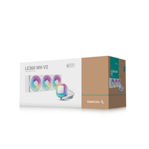 LE360 WH V2/360mm水冷CPUクーラー/ホワイト/フロスト仕上げのポンプヘッド/PWM制御ウォーターポンプ/ARGBファン/Intel LGA1851/1700/1200/1151/1150/1155/AMD AM5/AM4