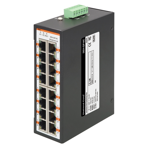 産業用PoEスイッチングハブ 1000Base-T 16ポート