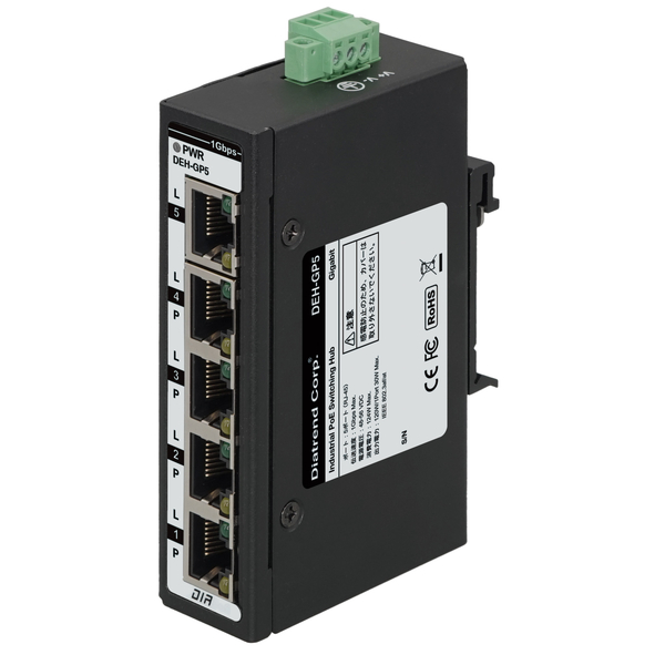 産業用PoEスイッチングハブ ギガビット 5ポート