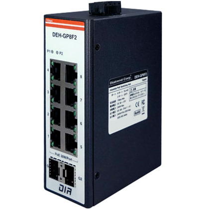 産業用PoEスイッチングハブ ギガビットタイプ 8ポート+SFP2ポート<SFP BiDiモジュール2個付>