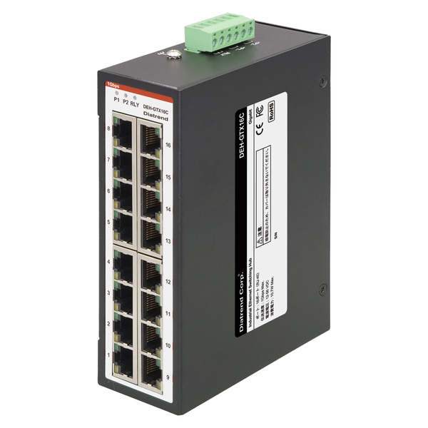 産業用イーサネットスイッチングハブ 1000Base-T 16ポート