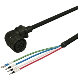 三菱ACサーボ MR-J3、J2S対応 電源ケーブル ＜固定用＞ 5m アングルプラグ