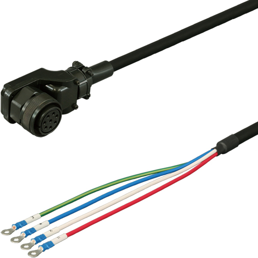 三菱ACサーボMR-J2S対応電源ケーブル<固定用> 20m 低背アングルプラグ