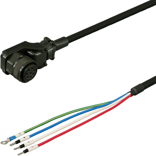 三菱ACサーボMR-J3/J2S対応電源ケーブル<固定用> 2m 低背アングルプラグ