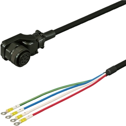 三菱ACサーボMR-J2S対応電源ケーブル<固定用> 2m 低背アングルプラグ