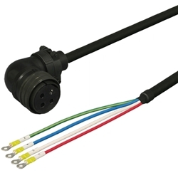 三菱ACサーボ MR-J3、J2S対応 電源ケーブル ＜固定用＞ 5m アングルプラグ