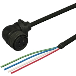 三菱ACサーボ MR-J3、J2S対応 電源ケーブル ＜固定用＞ 5m アングルプラグ