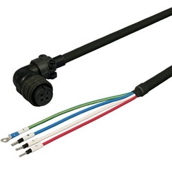 三菱ACサーボ MR-J3対応 電源ケーブル ＜固定用＞ 2m アングルプラグ