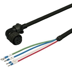 三菱ACサーボ MR-J3対応 電源ケーブル ＜固定用＞ 5m アングルプラグ