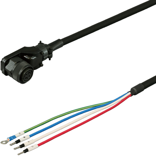 三菱ACサーボMR-J3対応電源ケーブル<固定用> 5m 低背アングルプラグ