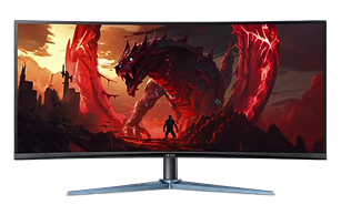 34インチウルトラワイド、湾曲（1500R）液晶ディスプレイ (34型/3440×1440/HDMI、DisplayPort/ブラック/スピーカー搭載/VA/非光沢/UWQHD、21:9/250/1ms)