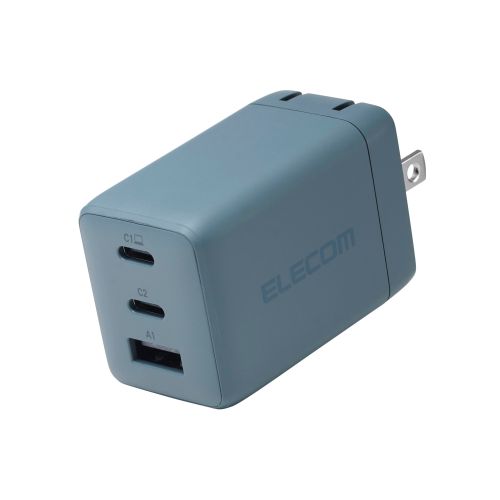 ノートPC用ACアダプター/USB充電器/USB PD/67W/USB-C×2/USB-A×1/スイングプラグ/オーシャン グリーン