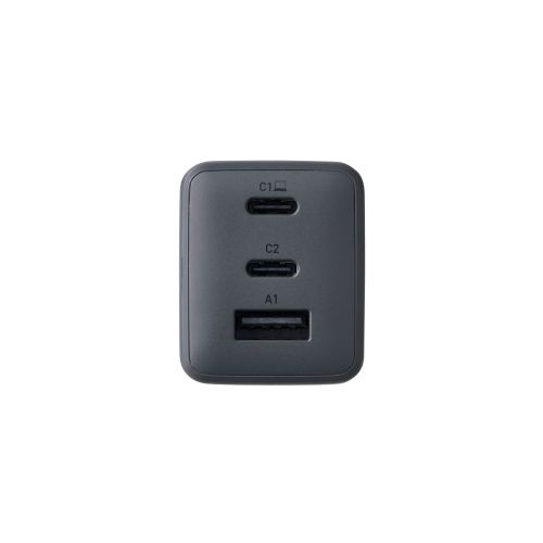 ノートPC用ACアダプター/USB充電器/USB PD/67W/USB-C×2/USB-A×1/スイングプラグ/ストーン グレー