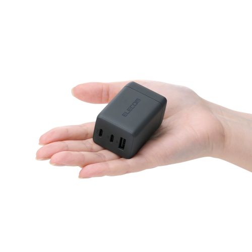 ノートPC用ACアダプター/USB充電器/USB PD/67W/USB-C×2/USB-A×1/スイングプラグ/ストーン グレー