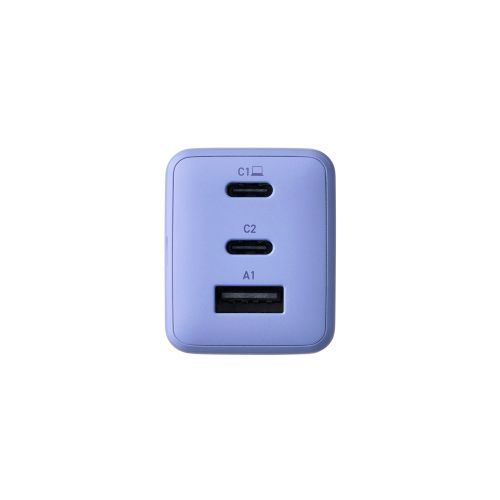 ノートPC用ACアダプター/USB充電器/USB PD/67W/USB-C×2/USB-A×1/スイングプラグ/バイオレット