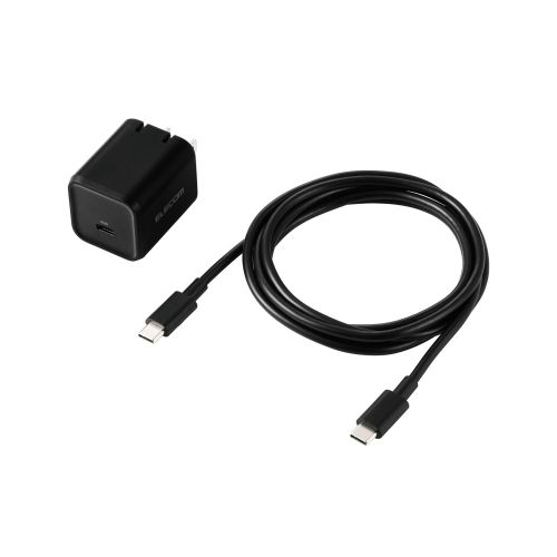 AC充電器/USB充電器/USB Power Delivery対応/45W/Type-C×1/スイングプラグ/C-Cケーブル付属/1.5m/ブラック