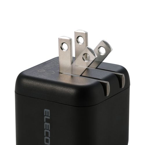 ノートPC用ACアダプター/USB充電器/USB PD/65W/USB-C/スイングプラグ/ブラック