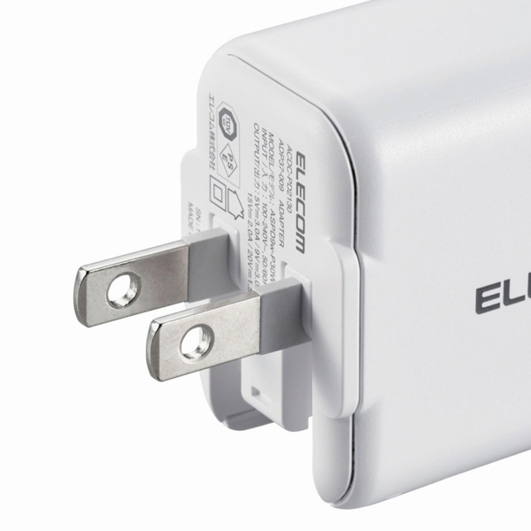 ノートPC用ACアダプター/USB充電器/USB Power Delivery認証/30W/USB-C1ポート/スイングプラグ/ホワイト