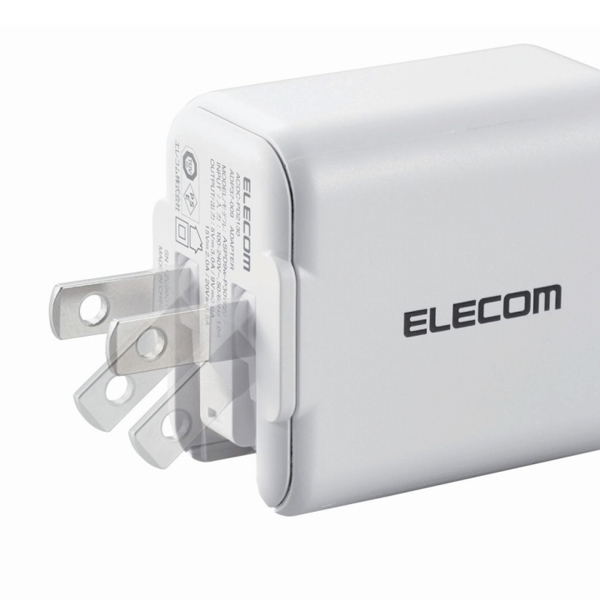 ノートPC用ACアダプター/USB充電器/USB Power Delivery認証/30W/USB-C1ポート/スイングプラグ/ホワイト