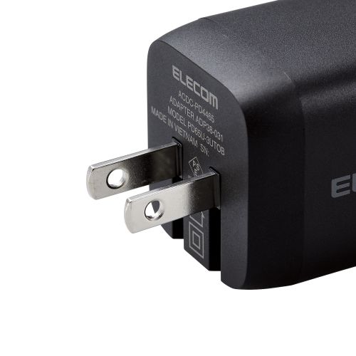 ノートPC用ACアダプター/USB充電器/USB Power Delivery対応/PPS対応/65W/USB-C2ポート/USB-A1ポート/スイングプラグ/ブラック