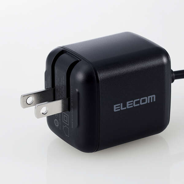 ノートPC用ACアダプター/USB充電器/USB PD/45W/USB-Cケーブル一体/2.0m/スイングプラグ/ブラック
