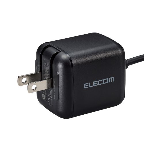 ノートPC用ACアダプター/USB充電器/USB Power Delivery/65W/USB-Cケーブル一体/2.0m/スイングプラグ/ブラック