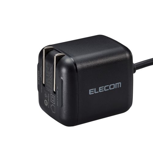 ノートPC用ACアダプター/USB充電器/USB Power Delivery/65W/USB-Cケーブル一体/2.0m/スイングプラグ/ブラック