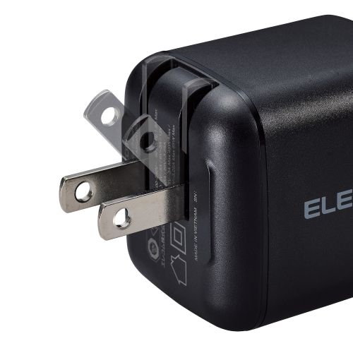 ノートPC用ACアダプター/USB充電器/USB Power Delivery/65W/USB-Cケーブル一体/2.0m/スイングプラグ/ブラック