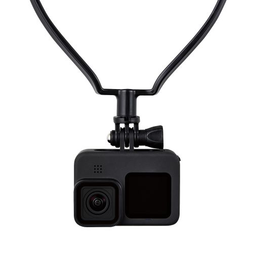 アクションカメラ用アクセサリ/ネックレスマウント/GoPro汎用/上下調整可能/落下防止/アジャスター付/ブラック
