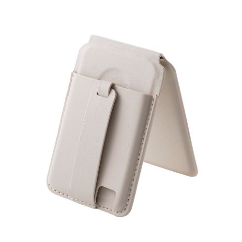 スマホスタンド/MAGKEEP/バンド付き/動画視聴/カードポケット付き/2枚収納/ベージュ