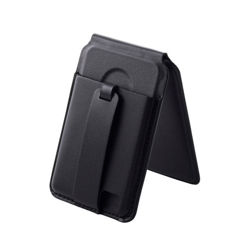 スマホスタンド/MAGKEEP/バンド付き/動画視聴/カードポケット付き/2枚収納/ブラック