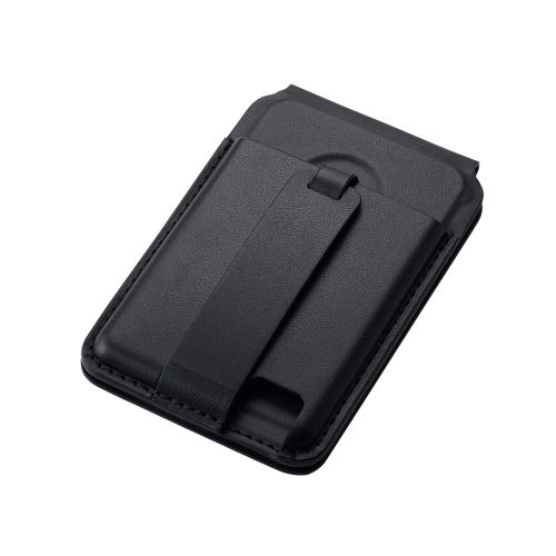 スマホスタンド/MAGKEEP/バンド付き/動画視聴/カードポケット付き/2枚収納/ブラック