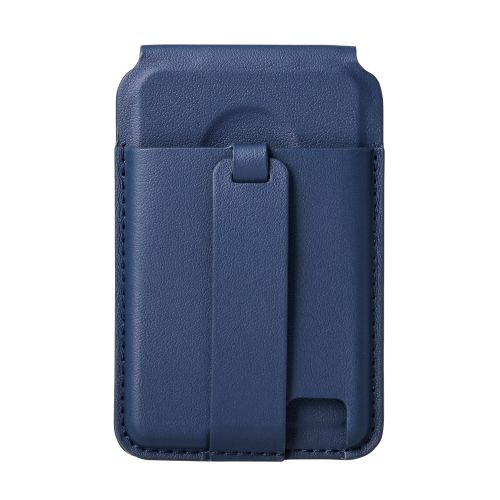 スマホスタンド/MAGKEEP/バンド付き/動画視聴/カードポケット付き/2枚収納/ネイビー