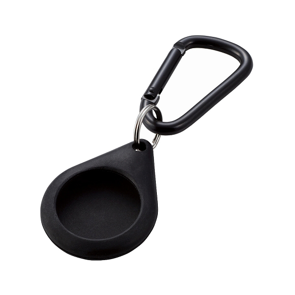 AirTag用アクセサリ/カラビナ付シリコンケース/ブラック