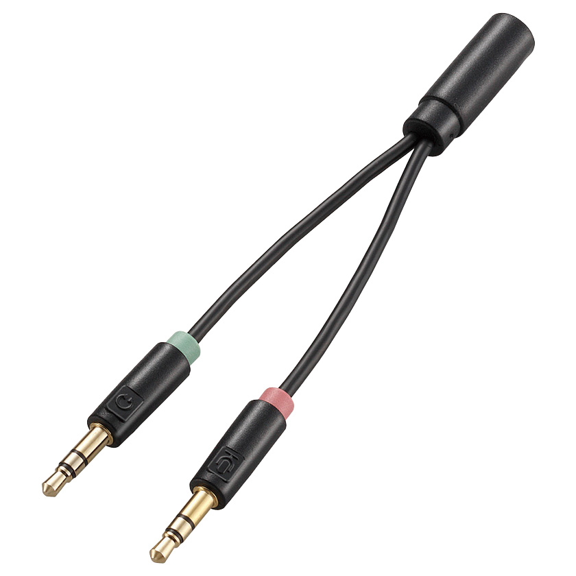 4極ステレオミニジャック-3極φ3.5mmステレオミニプラグ×2変換ケーブル