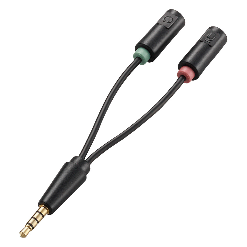 3極φ3.5mmステレオミニジャック×2-4極ミニプラグ変換ケーブル