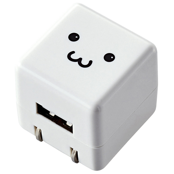 オーディオ用AC充電器/CUBE/1A出力/USB1ポート/ホワイトフェイス