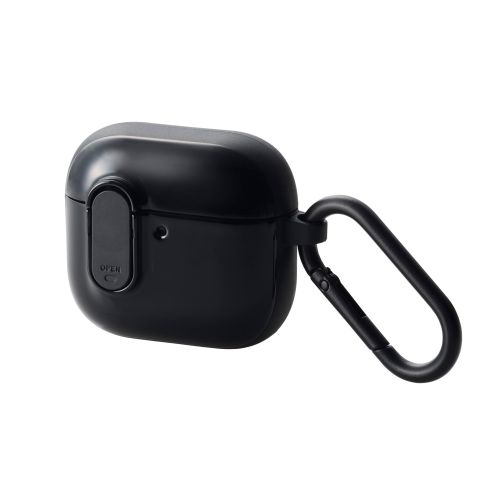 AirPods 第4世代/アクティブノイズキャンセリング搭載AirPods 第4世代/TOUGH SLIM Lockケース/カラビナ付/ブラック