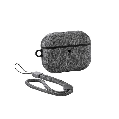 AirPods Pro 3対応ファブリックケース/ストラップ付/グレー
