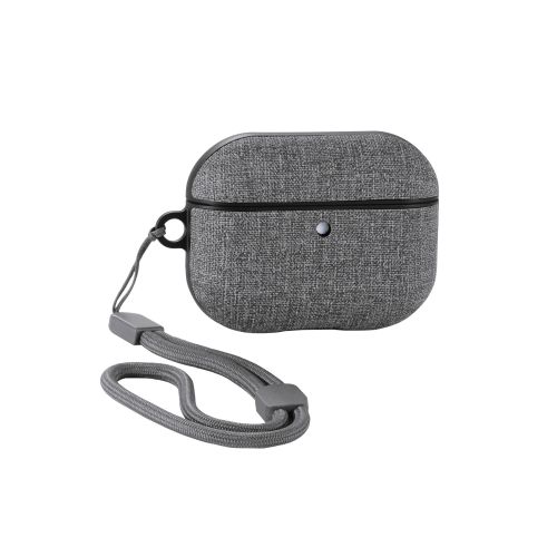 AirPods Pro 3対応ファブリックケース/ストラップ付/グレー