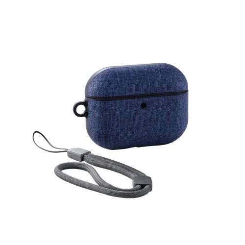 AirPods Pro 3対応ファブリックケース/ストラップ付/ネイビー